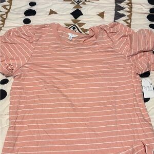 Time and Tru Pink Striped Short Sleeve Top